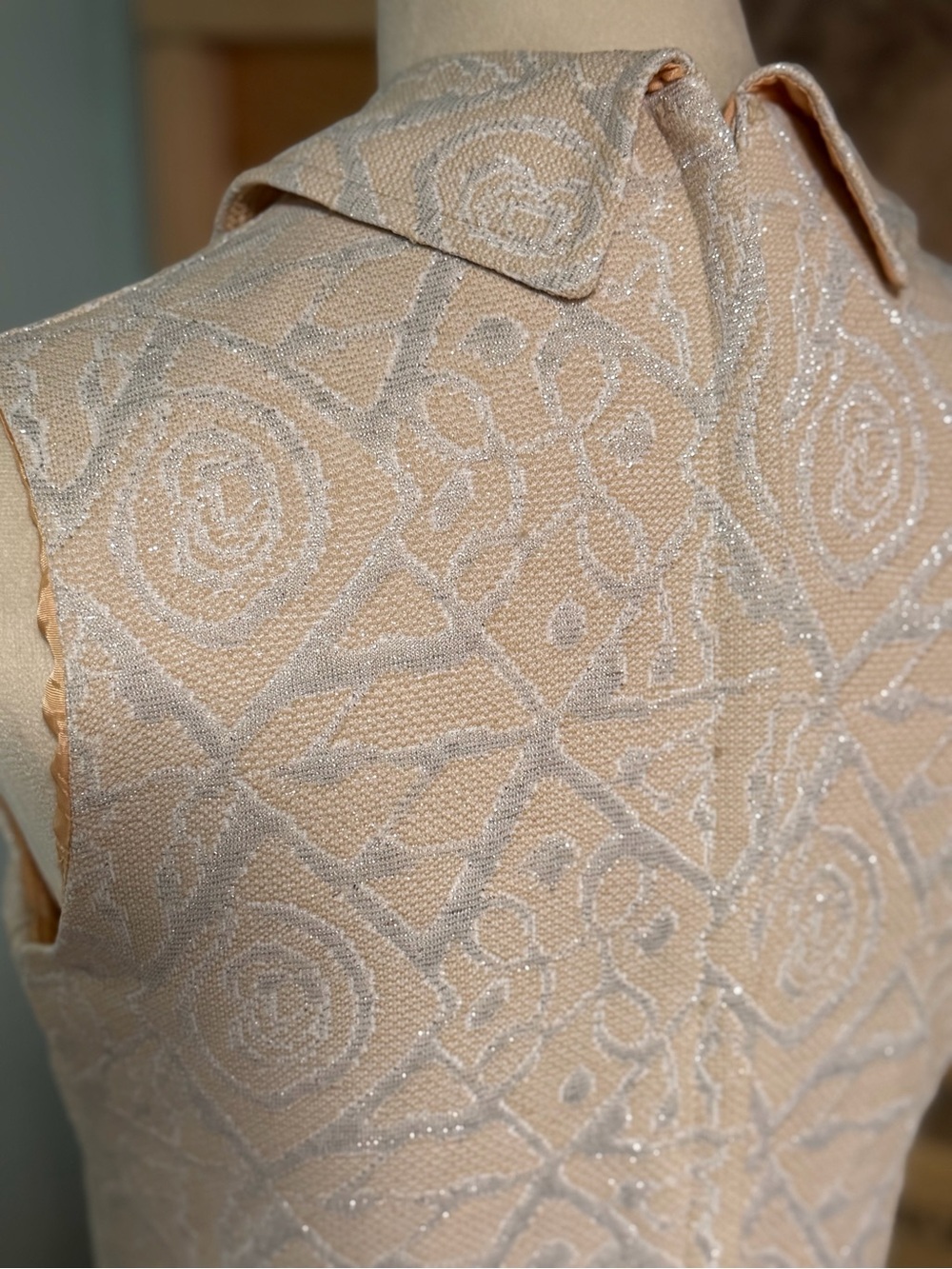 Sleeveless Cream Embroidered Midi Dress - Picture 8 of 9